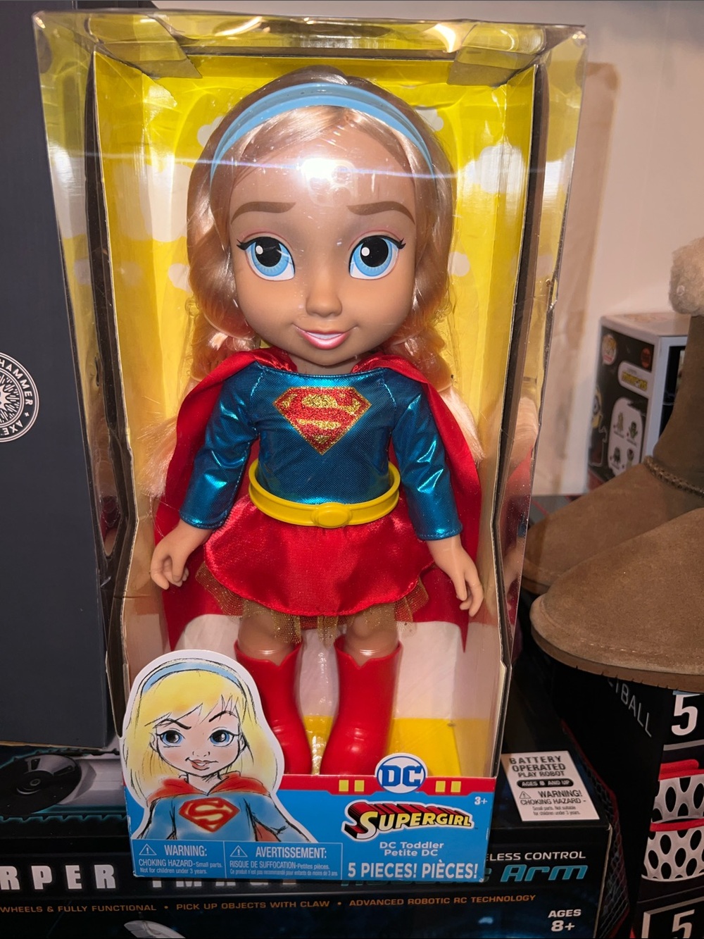 DC Supergirl Doll in Blue, Red & Yellow Outfit